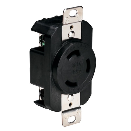 Marinco Locking Receptacle, L5-30R, 30 A, 125V AC, Screw Terminals, Black 305CRRB